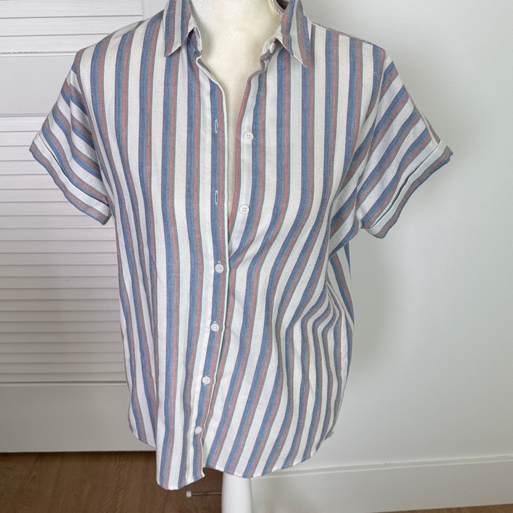 Marine Layer Talia Striped Short Sleeve Tee Casual Lightweight Top